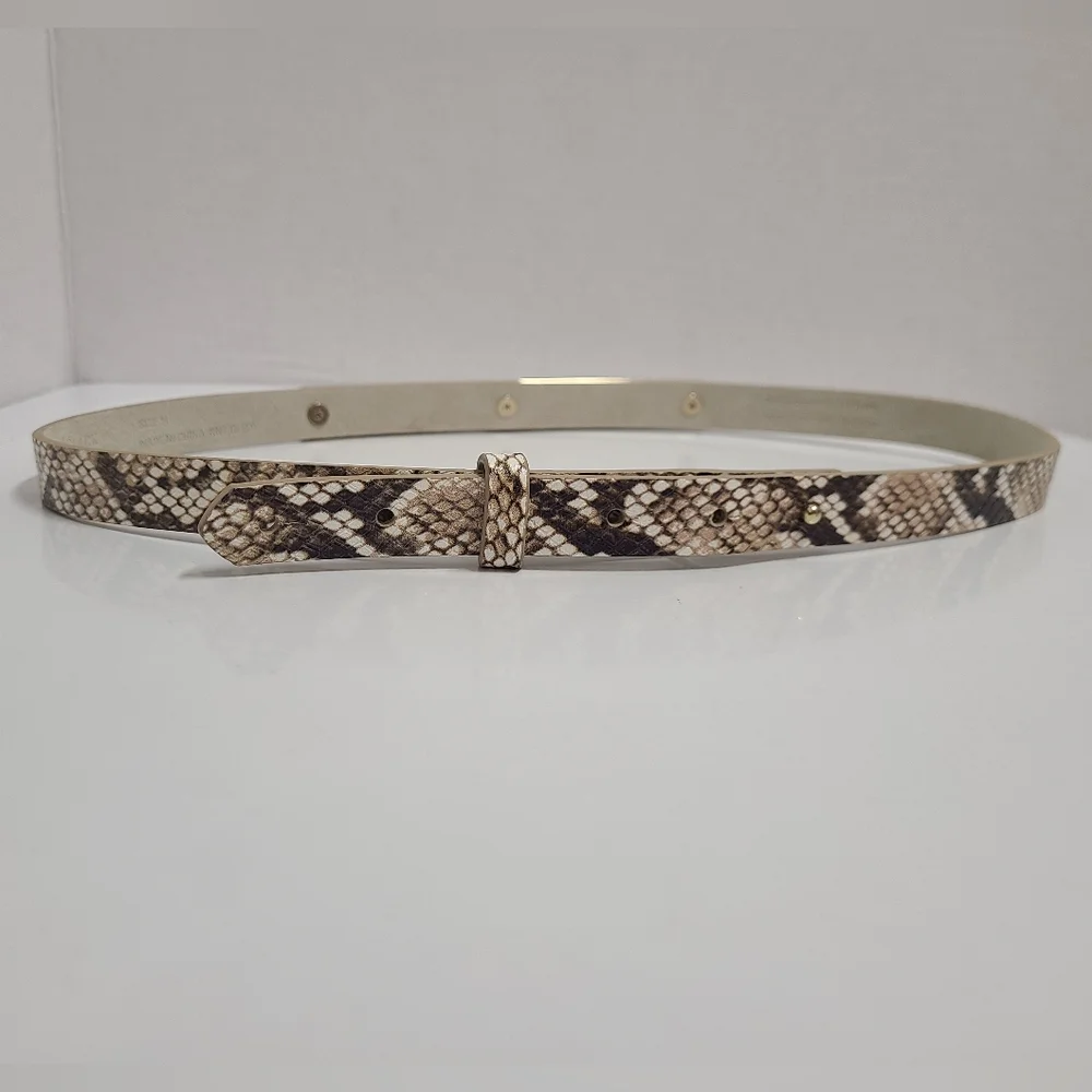 WHBM Genuine Leather Skinny Belt Sz M Snakeskin Embossed
